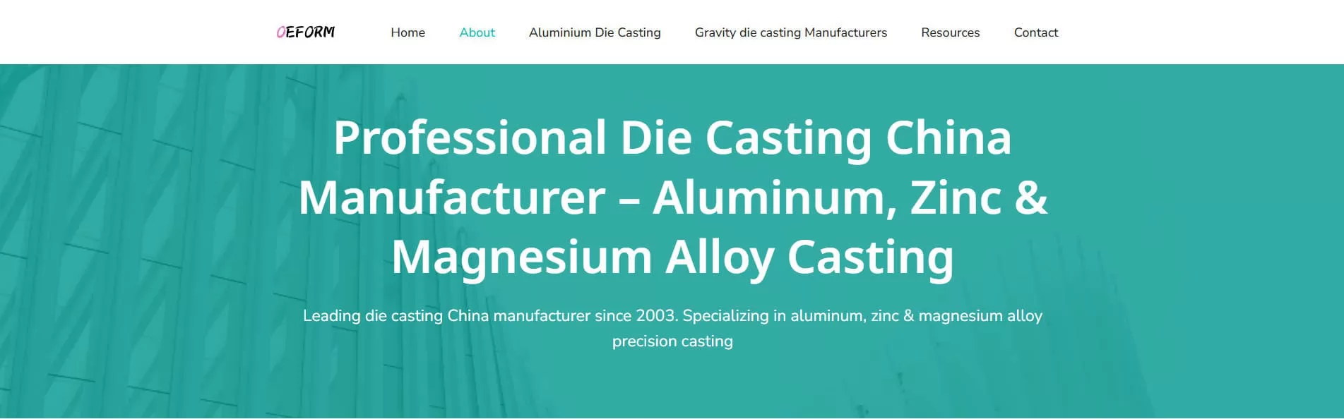 Reliable China Aluminum Pressure Die Casting Factory